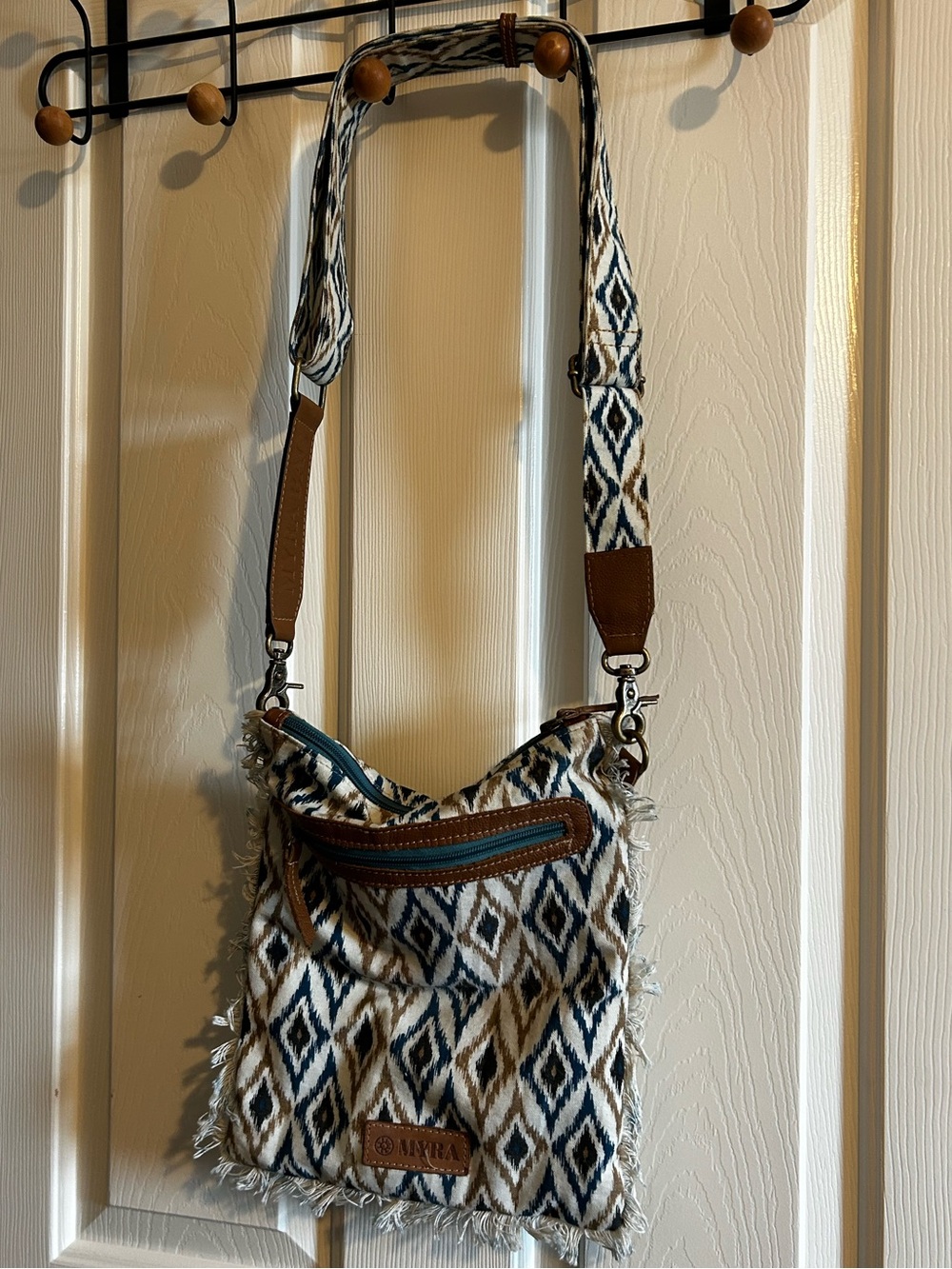 Myra Bag Boho Southwestern Canvas Leather Crossbody Bag